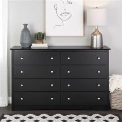 Prepac Sonoma Black Pine 8-Drawer Double Dresser