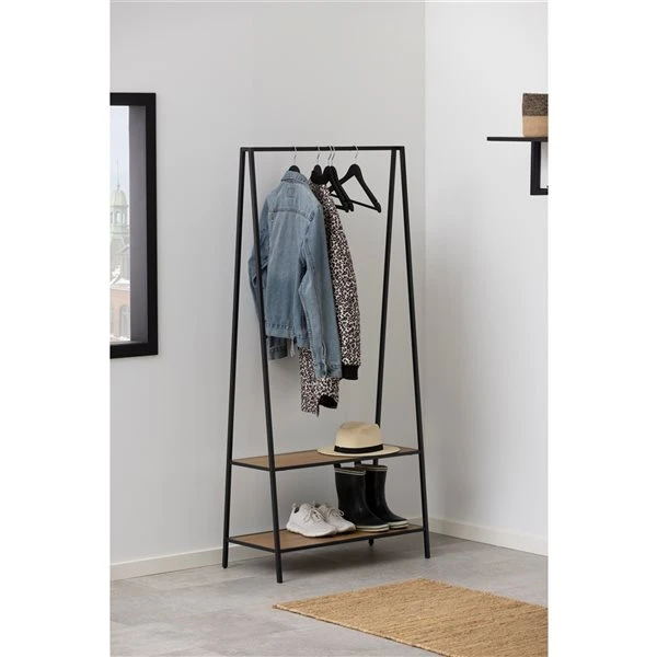 Seaford Industrial Freestanding Clothes Rack With 2 Shelves And Hangin 2 Seaford Industrial Freestanding Clothes Rack With 2 Shelves And Hangin - Image 2