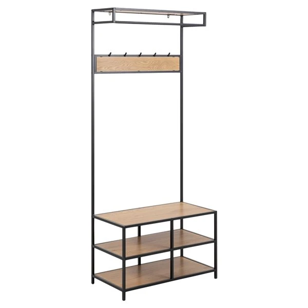 Seaford Industrial Freestanding Clothes Rack With 3 Shelves And Hooks 5 Seaford Industrial Freestanding Clothes Rack With 3 Shelves And Hooks - Image 5