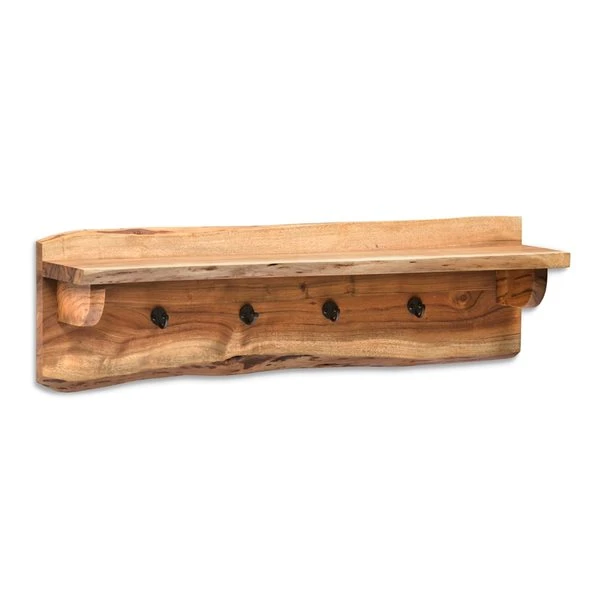 Alaterre Alpine Rustic Natural 4-Hook Hook Rack With Shelf 4 Alaterre Alpine Rustic Natural 4-Hook Hook Rack With Shelf - Image 4