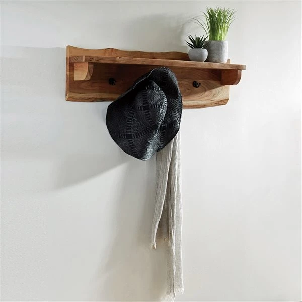 Alaterre Alpine Rustic Natural 4-Hook Hook Rack With Shelf 5 Alaterre Alpine Rustic Natural 4-Hook Hook Rack With Shelf - Image 5