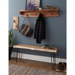 Alaterre Hairpin Rustic Natural 6-Hook Hook Rack With Shelf And Bench 7 Alaterre Hairpin Rustic Natural 6-Hook Hook Rack With Shelf And Bench -Safavieh Shop 331062854 AlternateImage1 l