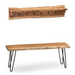 Alaterre Hairpin Rustic Natural 6-Hook Hook Rack With Shelf And Bench 8 Alaterre Hairpin Rustic Natural 6-Hook Hook Rack With Shelf And Bench -Safavieh Shop 331062854 AlternateImage2 l