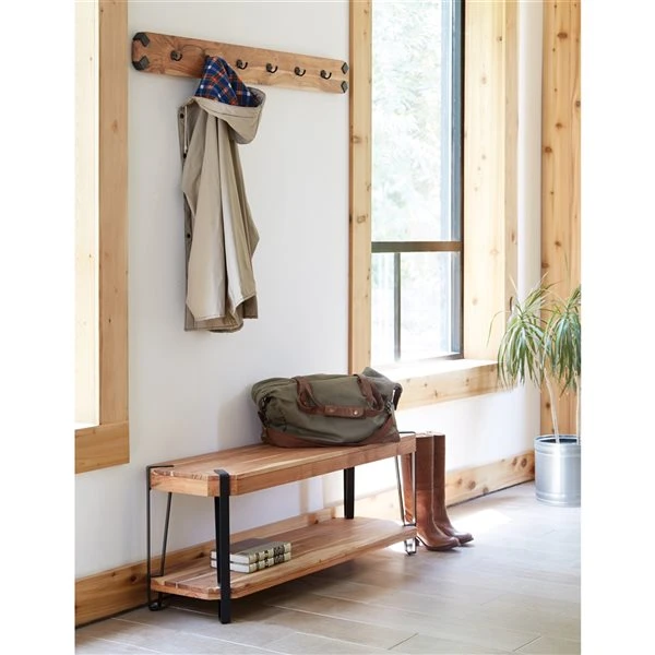 Alaterre Ryegate Rustic Natural 6-Hook Hook Rack And Bench 3 Alaterre Ryegate Rustic Natural 6-Hook Hook Rack And Bench - Image 3