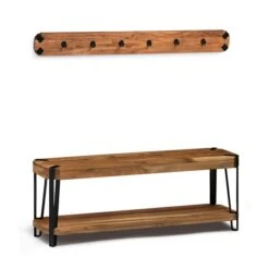 Alaterre Ryegate Rustic Natural 6-Hook Hook Rack And Bench