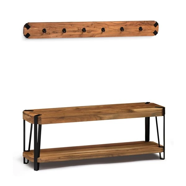 Alaterre Ryegate Rustic Natural 6-Hook Hook Rack And Bench 1 Alaterre Ryegate Rustic Natural 6-Hook Hook Rack And Bench