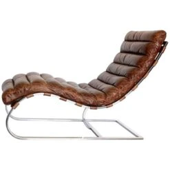 TAKE ME HOME Modern Brown Faux Leather Chaise Lounge