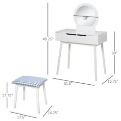 HomCom 31.5-in White And Blue 2-Drawer Makeup Vanity
