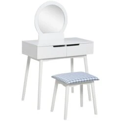 HomCom 31.5-in White And Blue 2-Drawer Makeup Vanity 9 HomCom 31.5-in White And Blue 2-Drawer Makeup Vanity -Safavieh Shop 331067580 MainImage 001 l