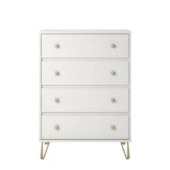 Novogratz Finley White 4-Drawer Standard Dresser