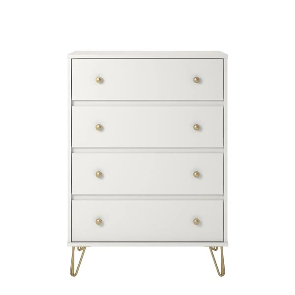 Novogratz Finley White 4-Drawer Standard Dresser 1 Novogratz Finley White 4-Drawer Standard Dresser