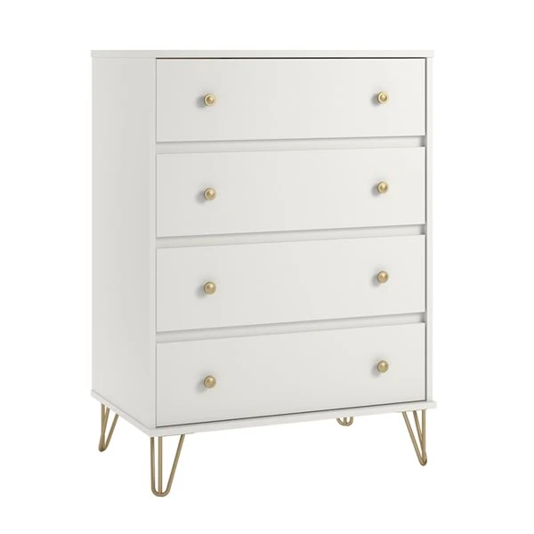 Novogratz Finley White 4-Drawer Standard Dresser 4 Novogratz Finley White 4-Drawer Standard Dresser - Image 4