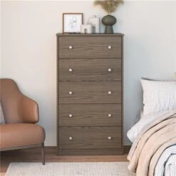 Ameriwood Home Ellwyn Medium Brown 5-Drawer Standard Dresser 7 Ameriwood Home Ellwyn Medium Brown 5-Drawer Standard Dresser -Safavieh Shop 331068466 AlternateImage4 l