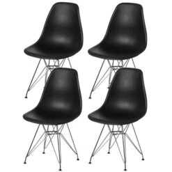 Fabulaxe Modern Black Plastic Dining Chairs - Set Of 4 -Safavieh Shop 332000632 MainImage 001 l