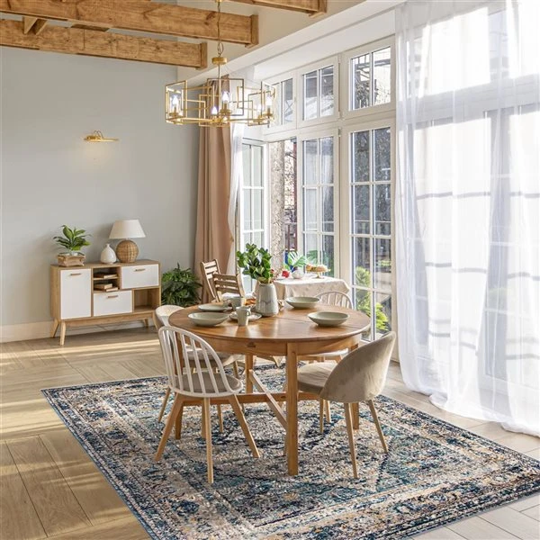 ECARPET Bolivia Bijar 6.5-ft X 8-ft Grey And Navy Blue Rectangular Area Rug 2 ECARPET Bolivia Bijar 6.5-ft X 8-ft Grey And Navy Blue Rectangular Area Rug - Image 2