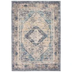 ECARPET Bolivia Bijar 6.5-ft X 8-ft Grey And Navy Blue Rectangular Area Rug