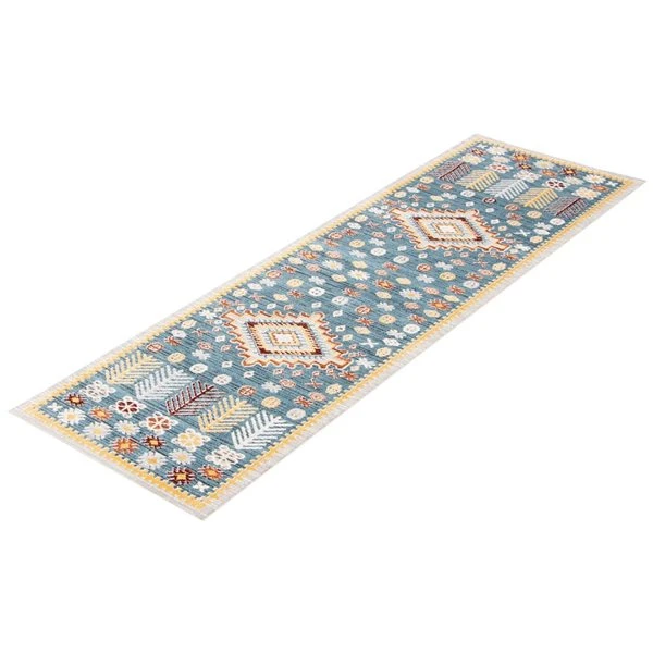 ECARPET Aqua Gypsy 2.5-ft X 8-ft Blue Rectangular Runner 3 ECARPET Aqua Gypsy 2.5-ft X 8-ft Blue Rectangular Runner - Image 3