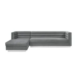Inspired Home Anniston Modern Dark Grey Velvet Chaise Sectional Sofa (Left) -Safavieh Shop 332001685 MainImage 001 l