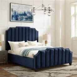 Inspired Home Aizen Navy Blue King Platform Bed -Safavieh Shop 332001733 AlternateImage1 l