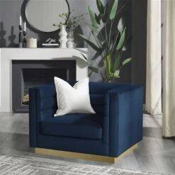 Inspired Home Anniston Modern Navy Blue Velvet Club Chair -Safavieh Shop 332001773 AlternateImage4 l