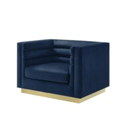 Inspired Home Anniston Modern Navy Blue Velvet Club Chair -Safavieh Shop 332001773 MainImage 001 l