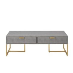 Nicole Miller Landan Matte Grey And Gold Faux Shagreen Coffee Table