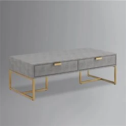 Nicole Miller Landan Matte Grey And Gold Faux Shagreen Coffee Table -Safavieh Shop 332001778 AlternateImage3 l