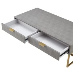 Nicole Miller Landan Matte Grey And Gold Faux Shagreen Coffee Table -Safavieh Shop 332001778 AlternateImage4 l