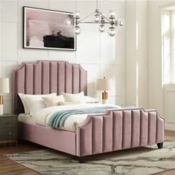 Inspired Home Aizen Pink Queen Platform Bed