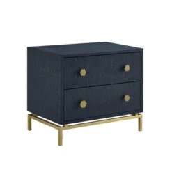 Nicole Miller Jazmyne Navy Blue And Gold Faux Shagreen Nightstand -Safavieh Shop 332001822 MainImage 001 l