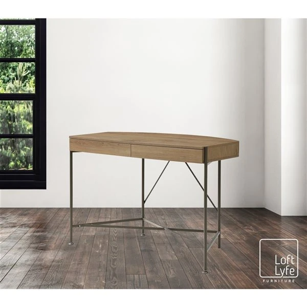 Loft Lyfe Kaius 44.8-in Natural/Bronze Writing Desk 2 Loft Lyfe Kaius 44.8-in Natural/Bronze Writing Desk - Image 2