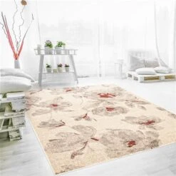 ECARPET Karina Ivory/Red 3-ft 11-in X 5-ft 7-in Rectangular Indoor Area Rug