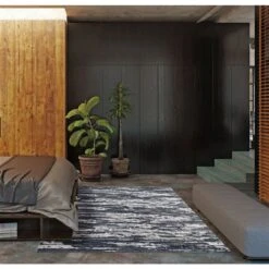 ECARPET Ezra Grey 5-ft 3-in X 7-ft 3-in Rectangular Indoor Area Rug