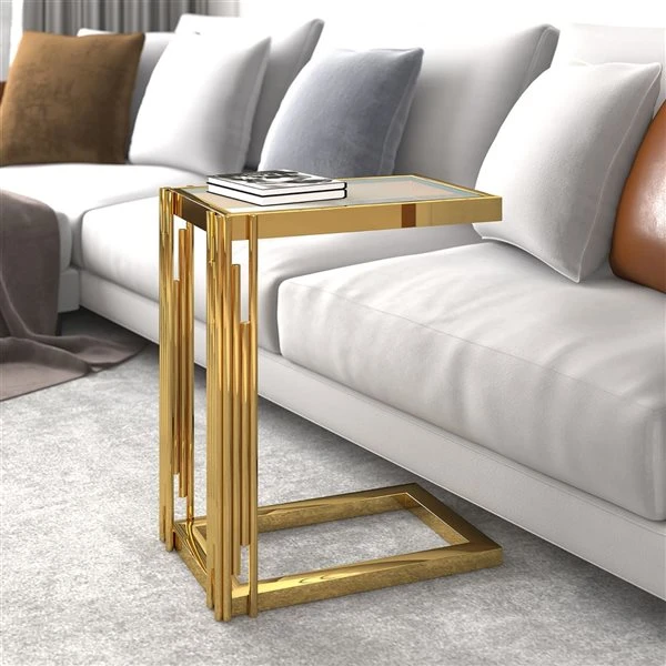 !nspire Gold Glass Rectangular End Table 3 !nspire Gold Glass Rectangular End Table - Image 3