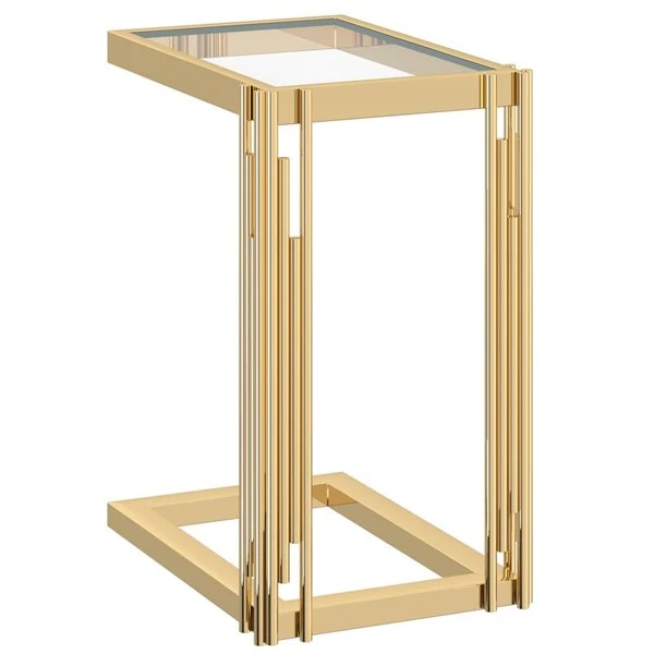 !nspire Gold Glass Rectangular End Table 5 !nspire Gold Glass Rectangular End Table - Image 5