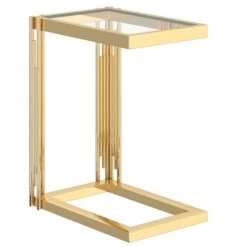 !nspire Gold Glass Rectangular End Table