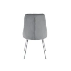 HomeTrend Plumeria Set Of 2 Side Chair Grey Velvet With Chrome Legs
