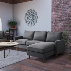 CorLiving Lena Modern Grey Polyester Sectional Sofa