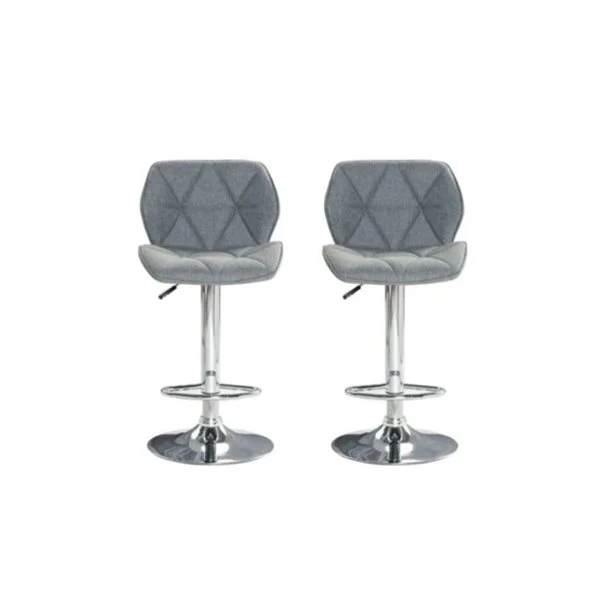 TAKE ME HOME Ross Stylish Grey Upholstered Barstools With Stainless Steel Frame - Set Of 2 4 TAKE ME HOME Ross Stylish Grey Upholstered Barstools With Stainless Steel Frame - Set Of 2 - Image 4