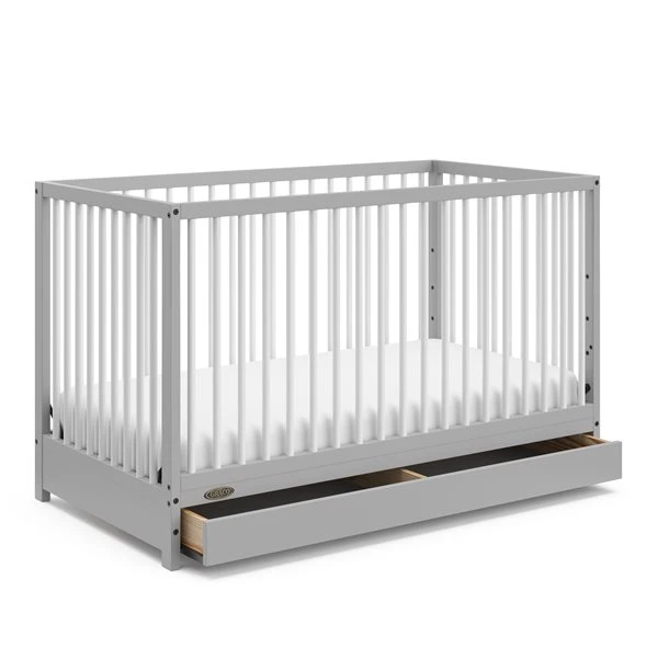 Graco Teddi 5-in-1 Convertible Crib With Drawer - Pebble Grey/White 3 Graco Teddi 5-in-1 Convertible Crib With Drawer - Pebble Grey/White - Image 3