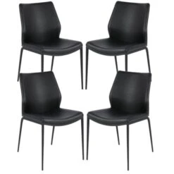 Plata Import Curve Chair With Black Leather Upholstered And Black Metal Frame (Set Of 4) -Safavieh Shop 332004228 MainImage 001 l