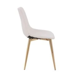 Plata Import Dorian White Linen Upholstered Chair With Gold Metal Legs (Set Of 2) -Safavieh Shop 332004240 AlternateImage2 l