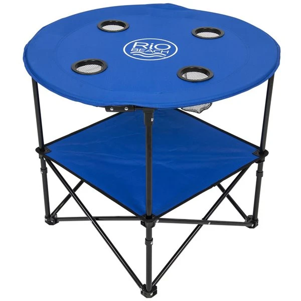 Rio 28-in Dia Blue Outdoor Round Folding Portable Table 3 Rio 28-in Dia Blue Outdoor Round Folding Portable Table - Image 3