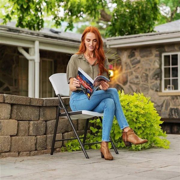 LIFETIME Commercial Folding Chair White Plastic And Black 4-Pack 4 LIFETIME Commercial Folding Chair White Plastic And Black 4-Pack - Image 4