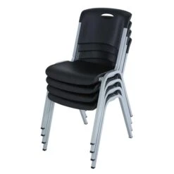 LIFETIME Premium Commercial Stacking Chair Black 4-Pack