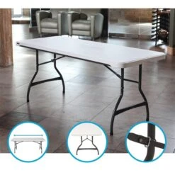 LIFETIME Foldable Black Table Premium Commercial White Plastic 6-ft -Safavieh Shop 332005538 AlternateImage4 l