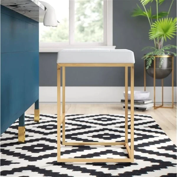 TAKE ME HOME FURNITURE Set Of 2 Kyla Counter Stool PU Leather Upholstery - White 1 TAKE ME HOME FURNITURE Set Of 2 Kyla Counter Stool PU Leather Upholstery - White