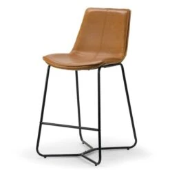 TAKE ME HOME FURNITURE Set Of 2 Lorne Counter Stool Faux Leather With Solid Metal Legs In Tan -Safavieh Shop 332005739 AlternateImage2 l