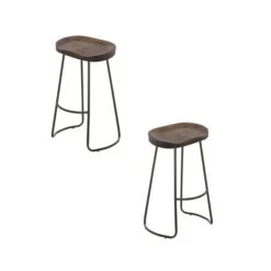 TAKE ME HOME FURNITURE Set Of 2 Walnut Bryan Counter Stool Backless With Metal Frame -Safavieh Shop 332005740 MainImage 001 l