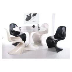 TAKE ME HOME FURNITURE Set Of 4 Modern Curve Dining Chair - Black Shiny